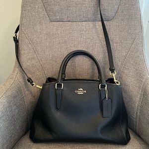 Black Leather with Gold Hardware / Gold feet Coach Bag